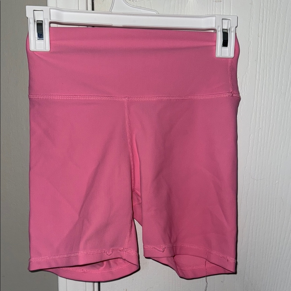 Pink High-Waisted Bike Shorts with Stretchy Fit